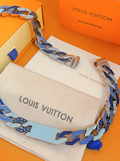 Louis Vuitton Cuban Chain Blue Necklace