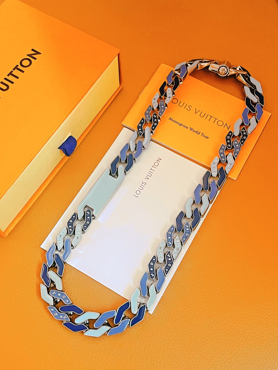 Louis Vuitton Cuban Chain Blue Necklace