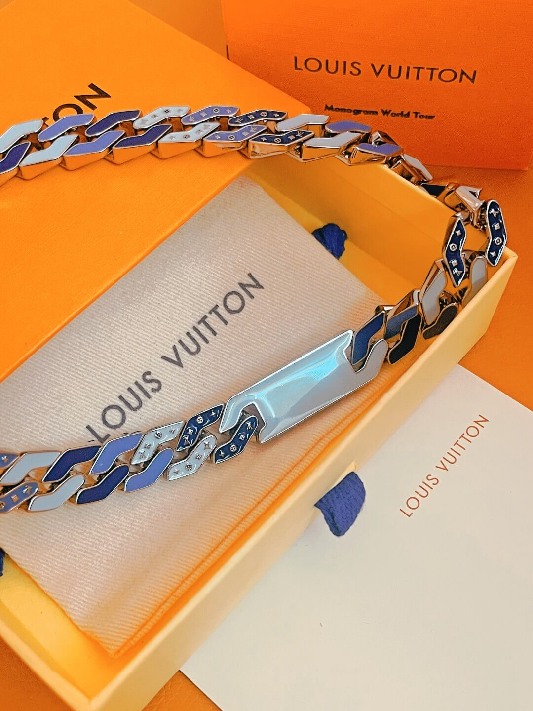 Louis Vuitton Cuban Chain Blue Necklace