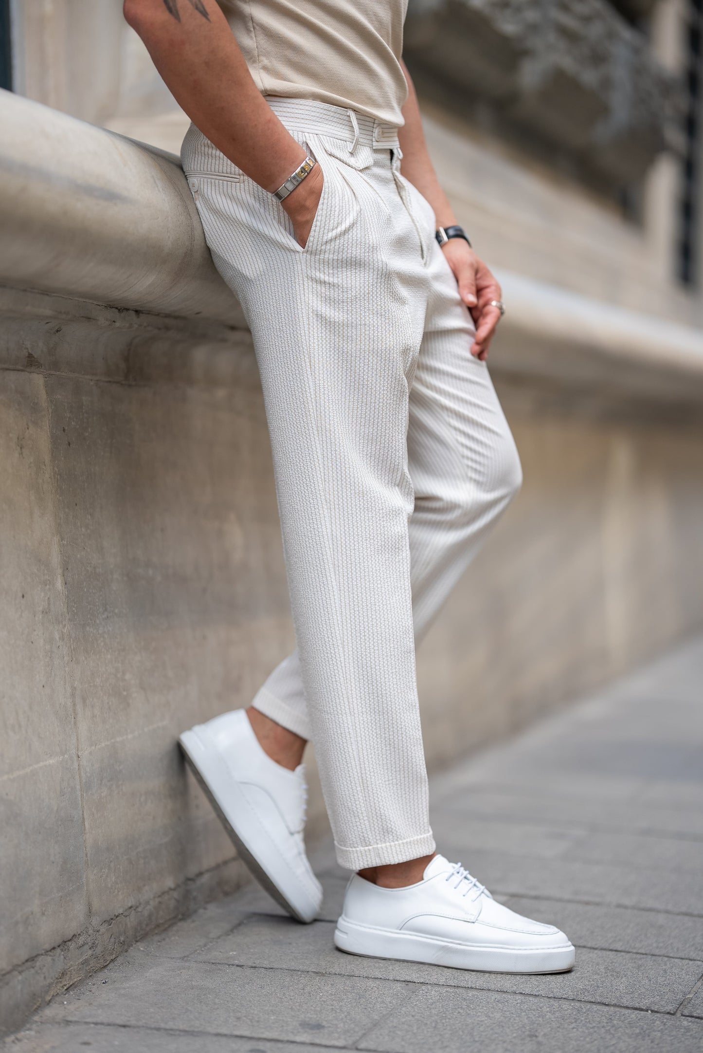 Ecru Fabric Trousers