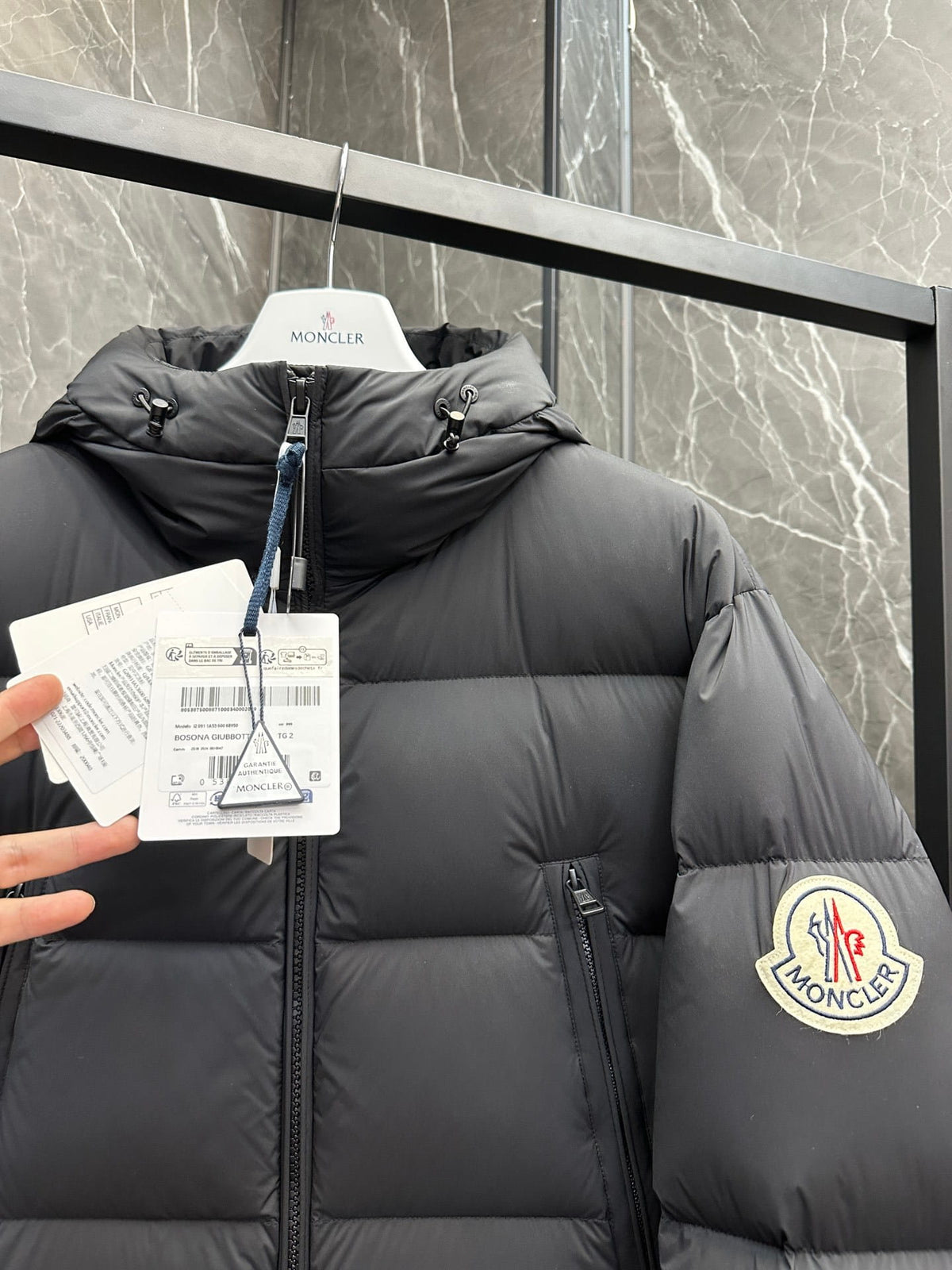 Moncler Bosona Black Lightweight Down Parka Jacket