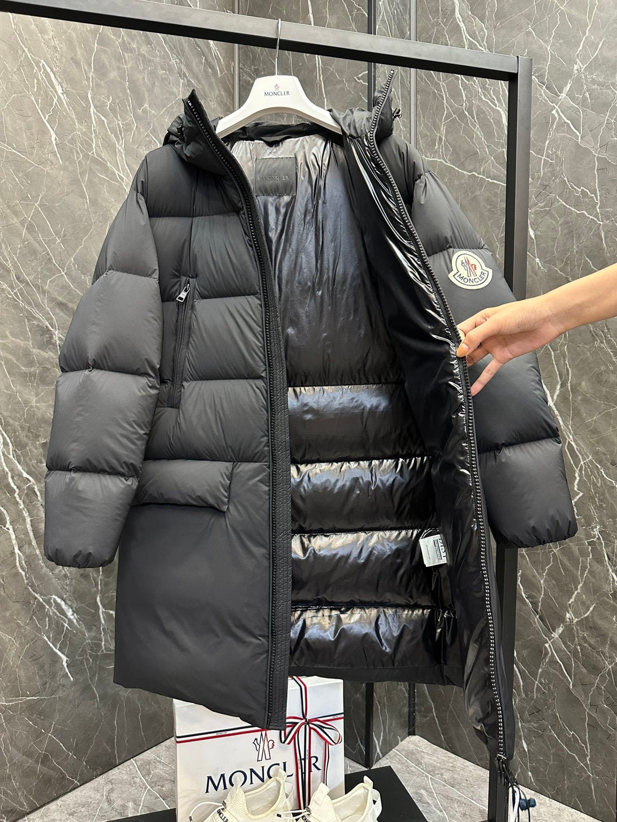 Moncler Bosona Black Lightweight Down Parka Jacket
