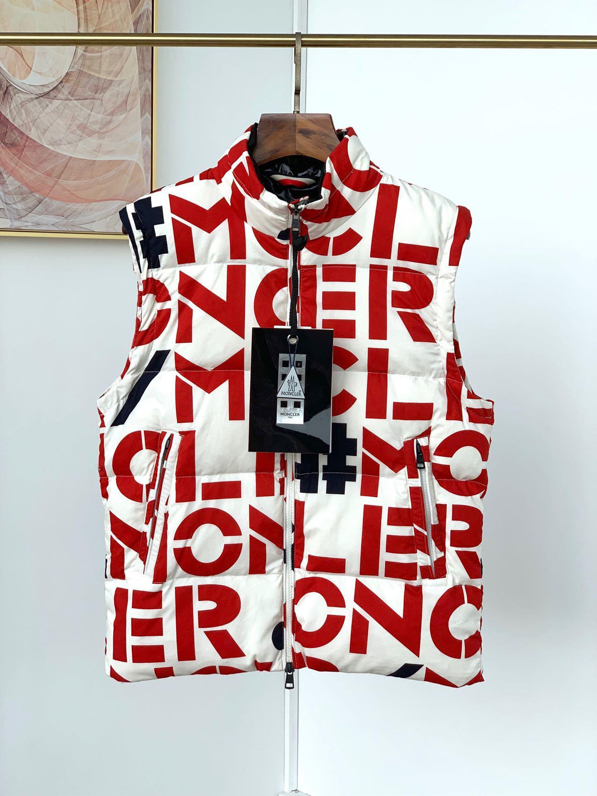 Moncler Genius Jehan Printed White Convertible 2-in-1 Down Jacket