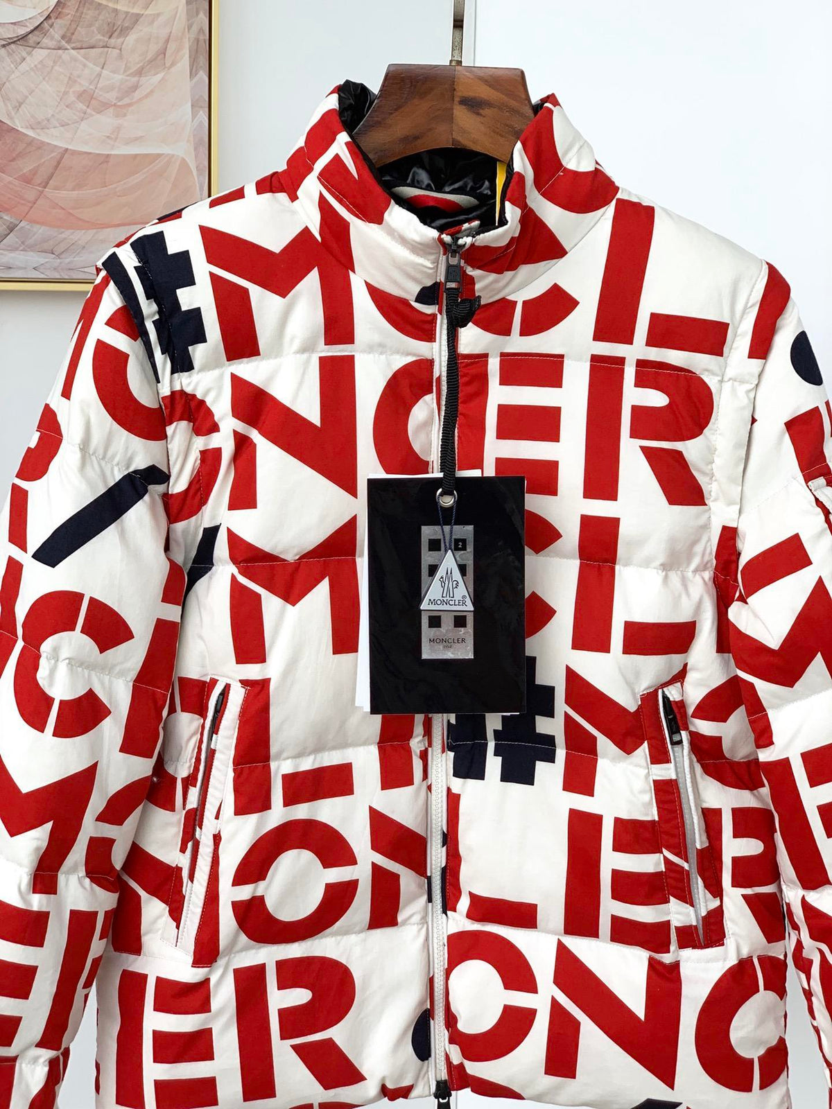 Moncler Genius Jehan Printed White Convertible 2-in-1 Down Jacket