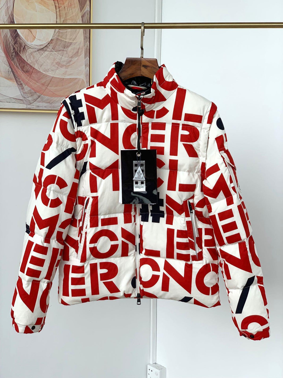 Moncler Genius Jehan Printed White Convertible 2-in-1 Down Jacket