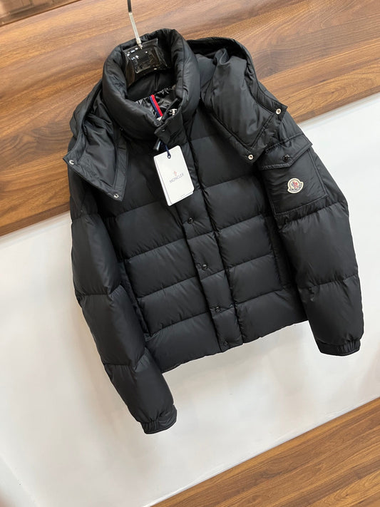 Moncler Maya Matte Black Hooded Short Down Puffer Jacket
