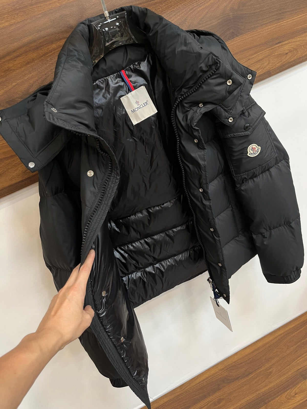 Moncler Maya Matte Black Hooded Short Down Puffer Jacket