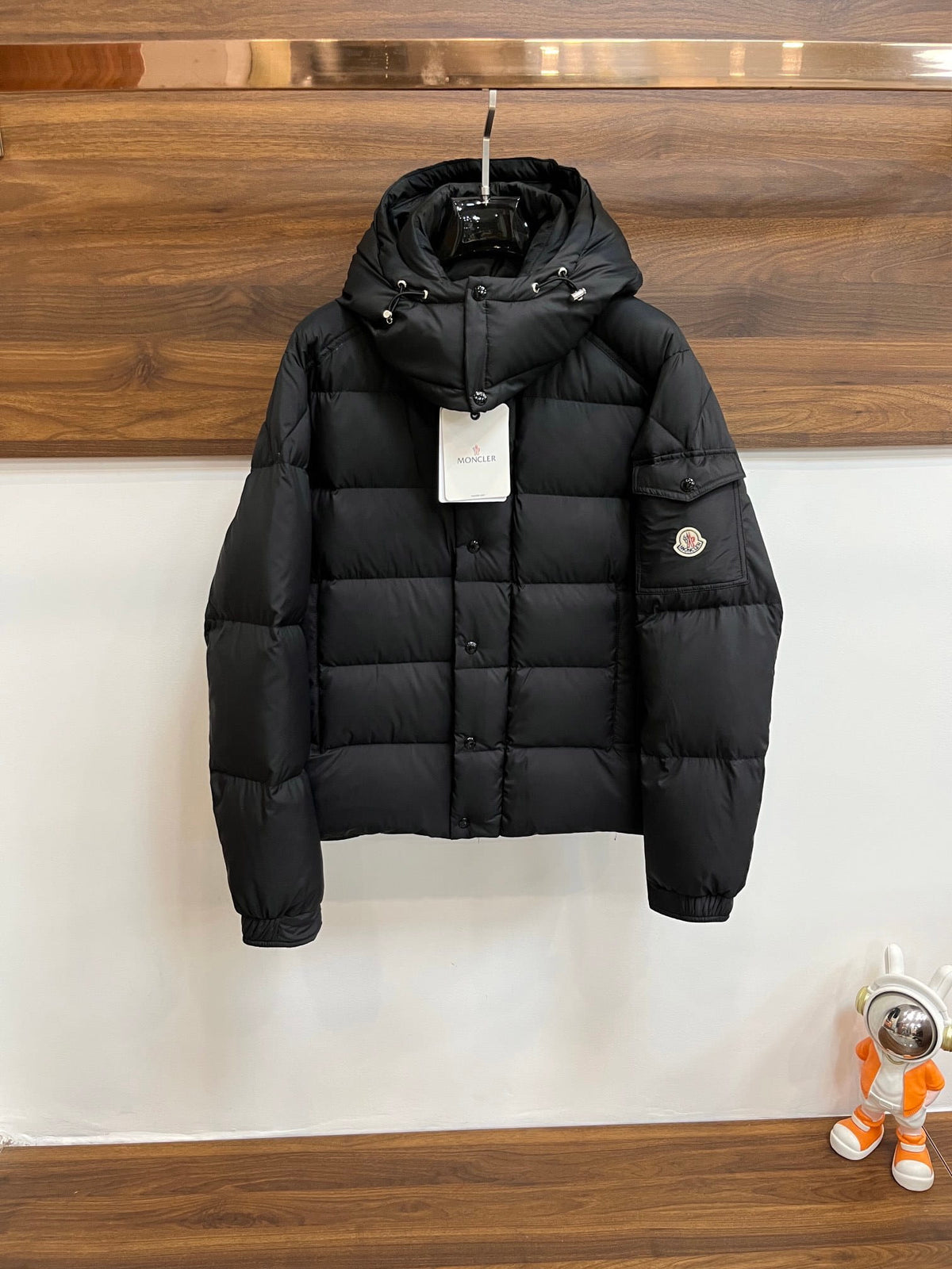 Moncler Maya Matte Black Hooded Short Down Puffer Jacket