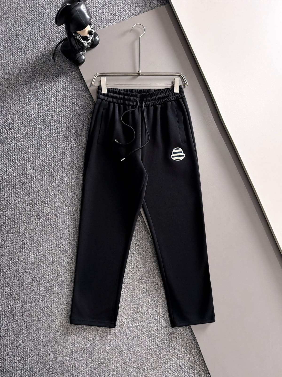 Moncler Black Striped Logo Patch Zip Tracksuit Set