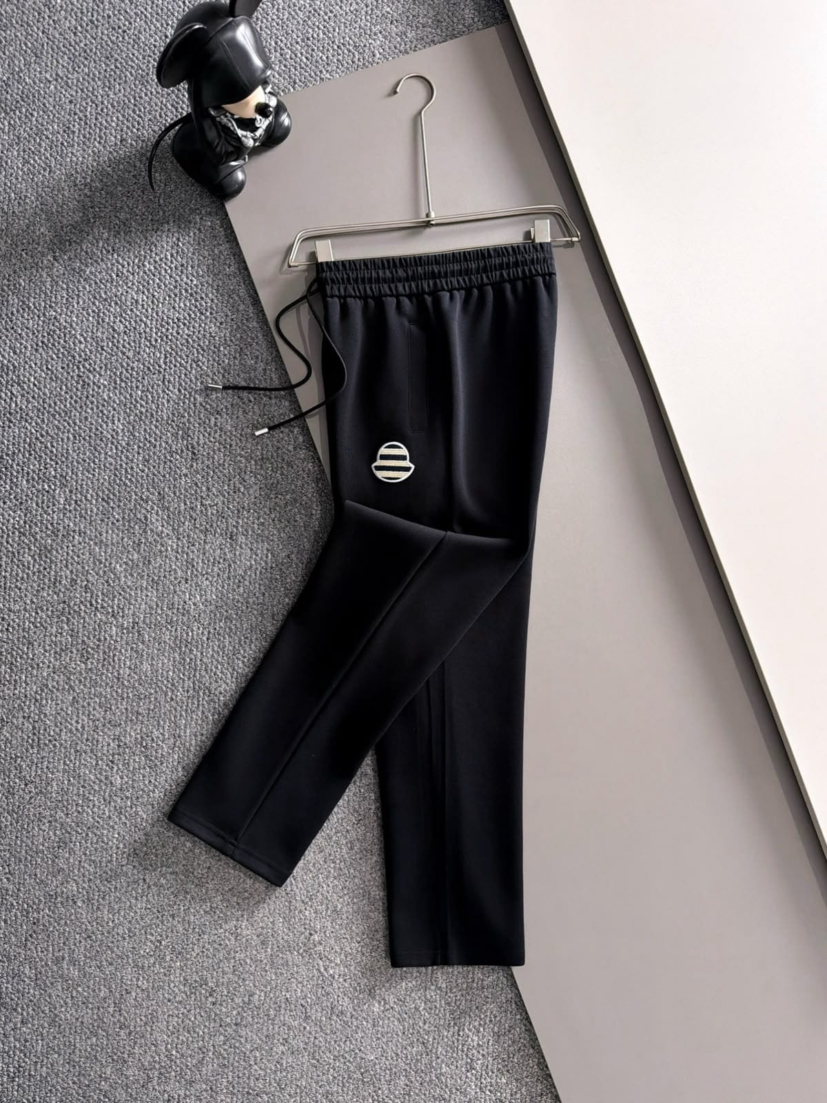 Moncler Black Striped Logo Patch Zip Tracksuit Set