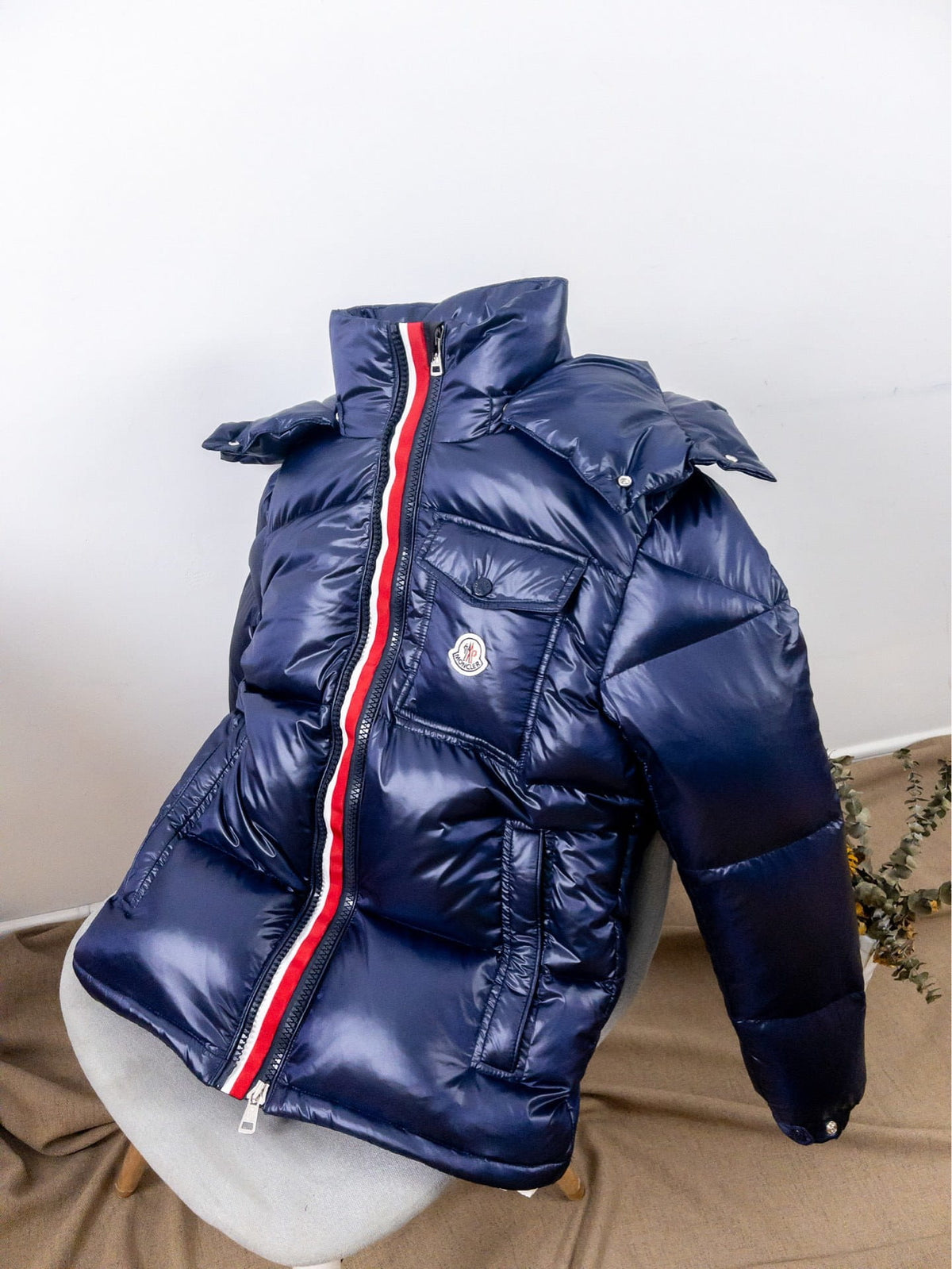 Moncler Montbeliard Glossy Hooded Short Down Jacket