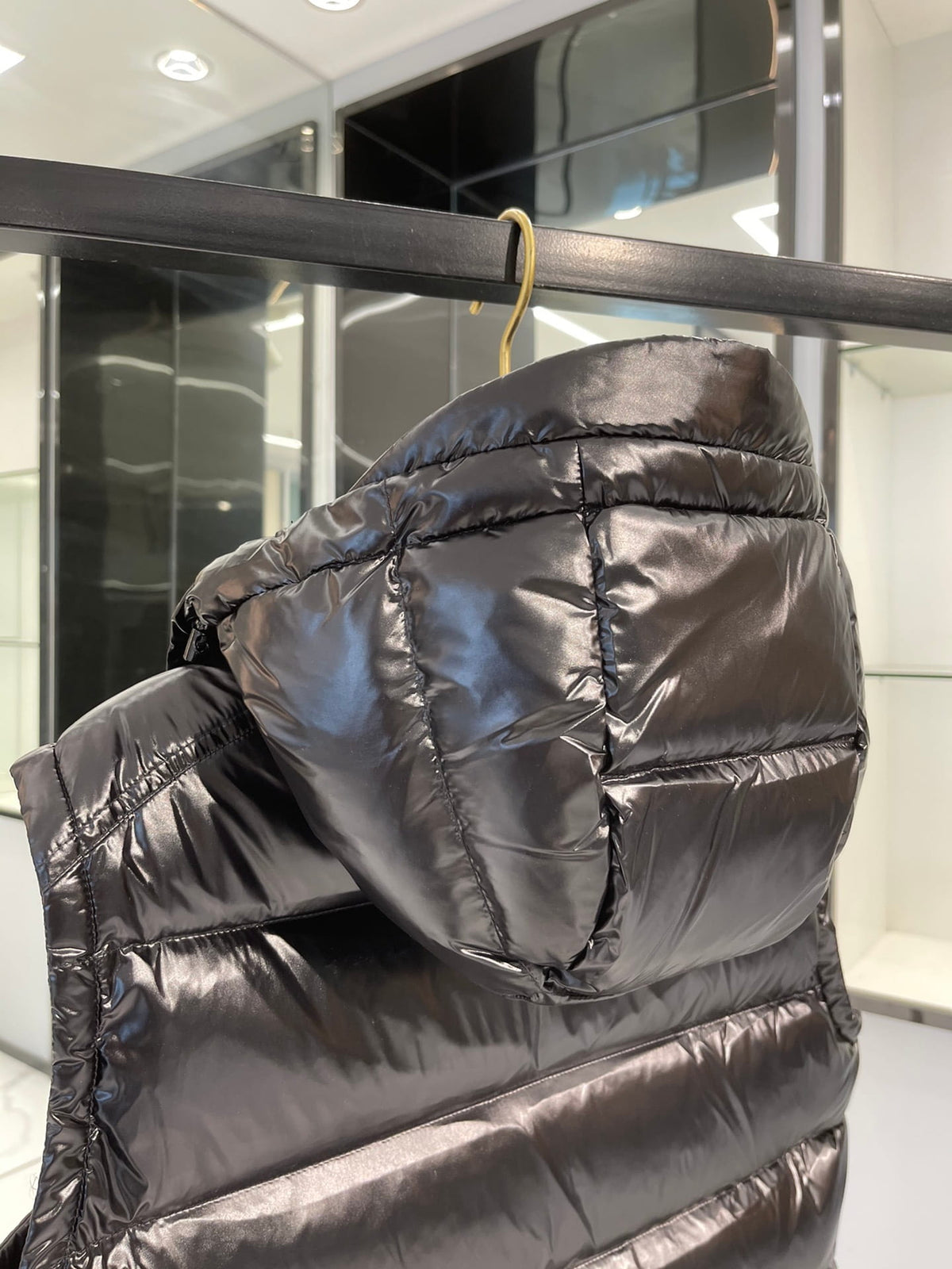 Moncler Tibb Black Glossy Nylon Down Gilet Puffer Vest