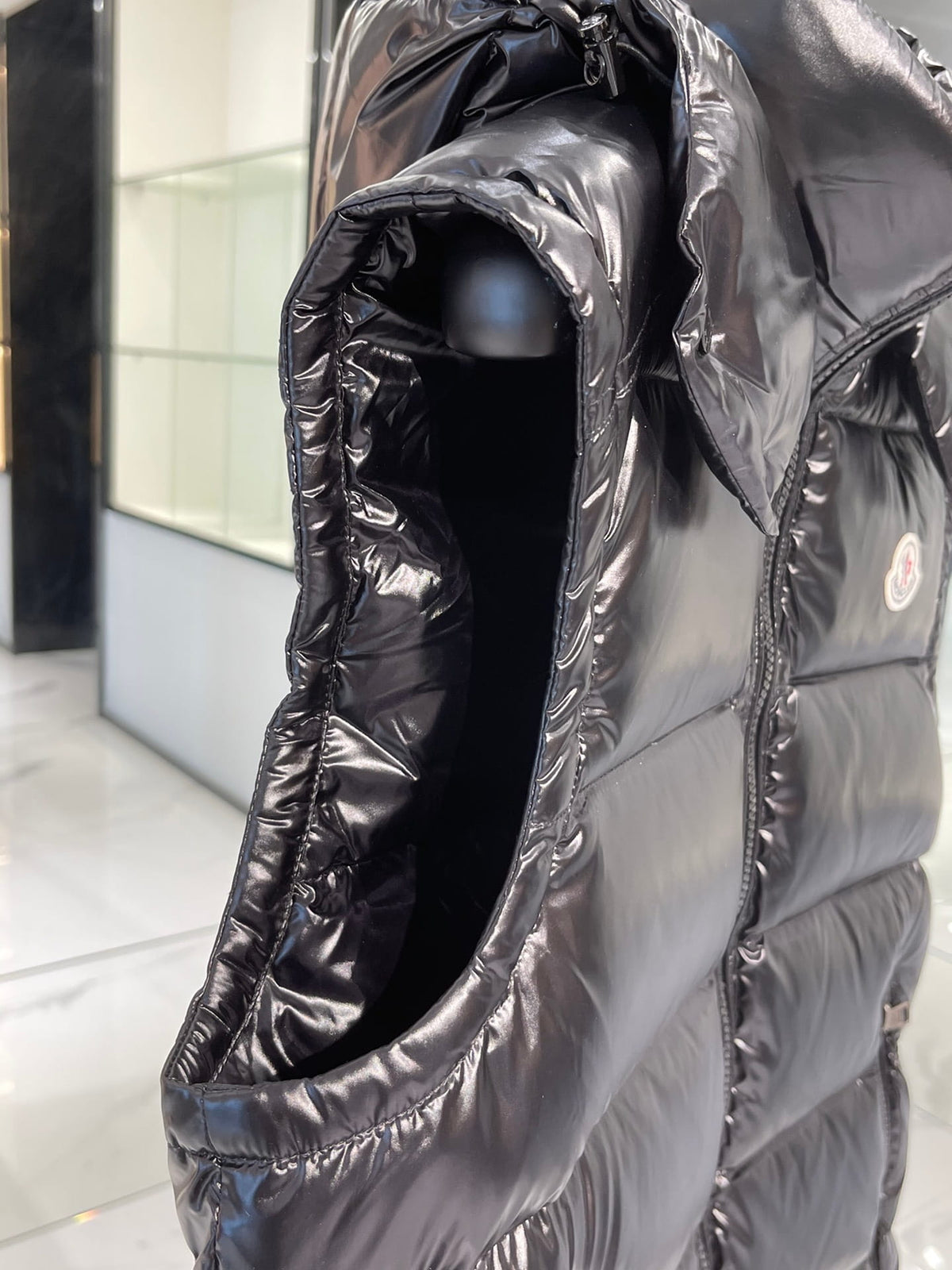 Moncler Tibb Black Glossy Nylon Down Gilet Puffer Vest