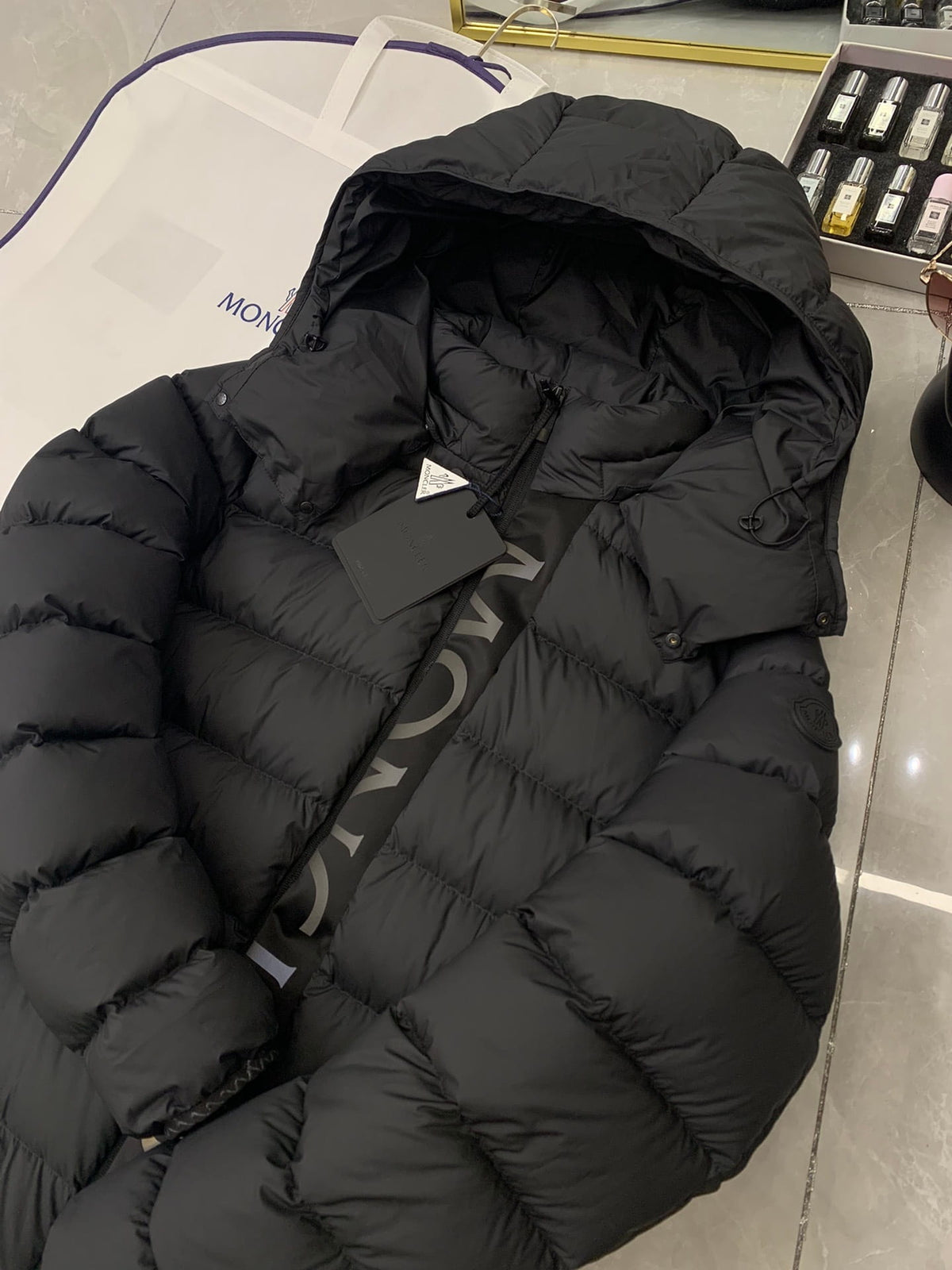 Moncler Ume Black Hooded Down Puffer Jacket