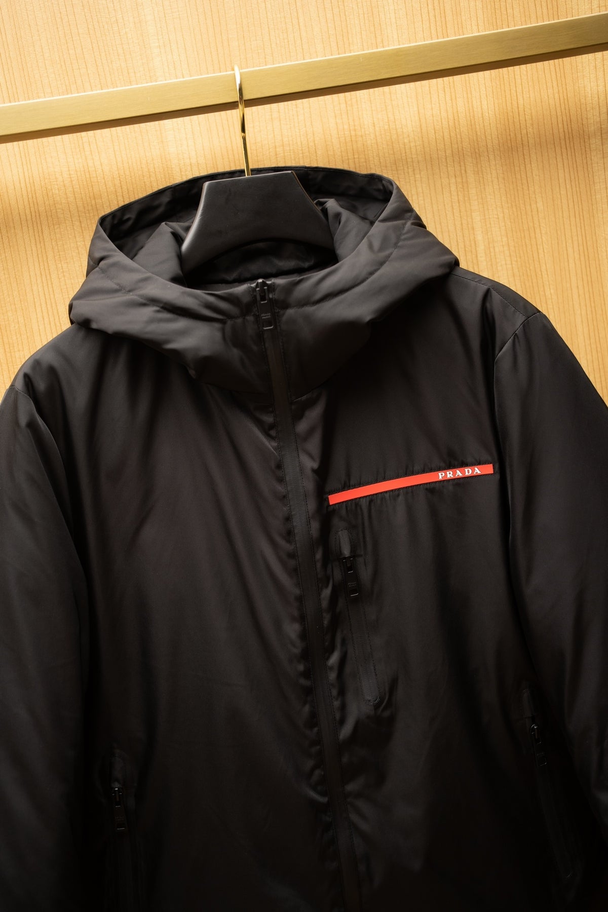 Prada Linea Rossa Black Technical Hooded Ski Down Jacket