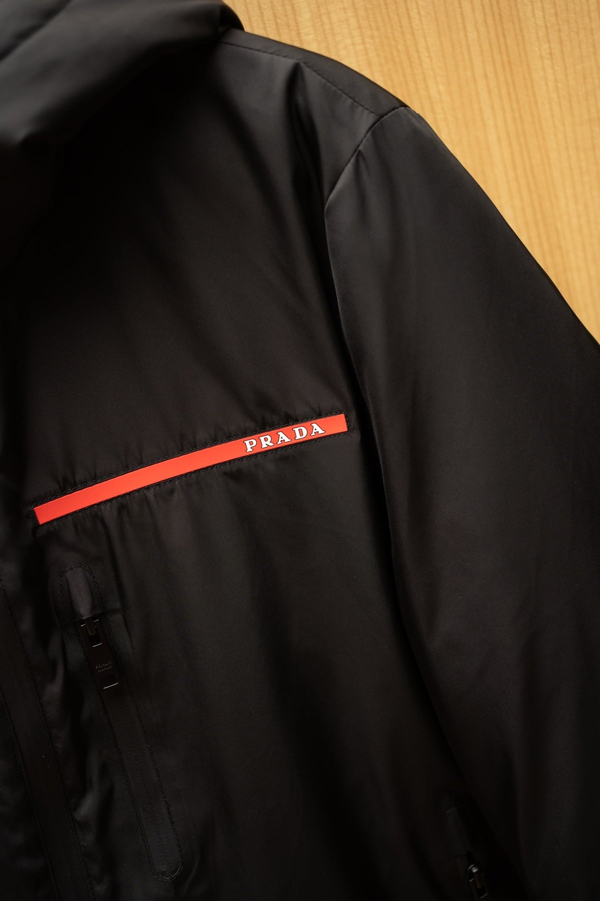 Prada Linea Rossa Black Technical Hooded Ski Down Jacket