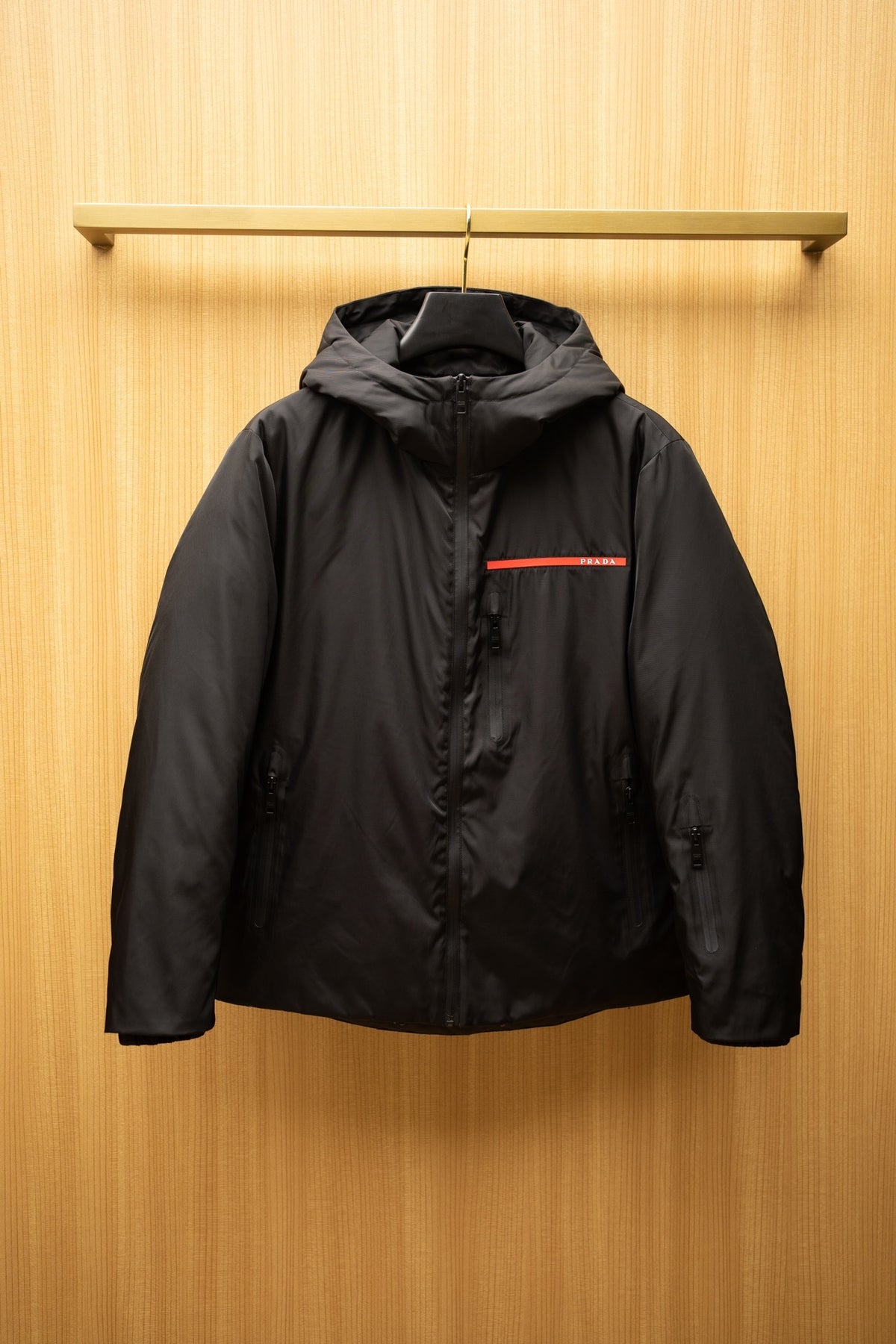 Prada Linea Rossa Black Technical Hooded Ski Down Jacket