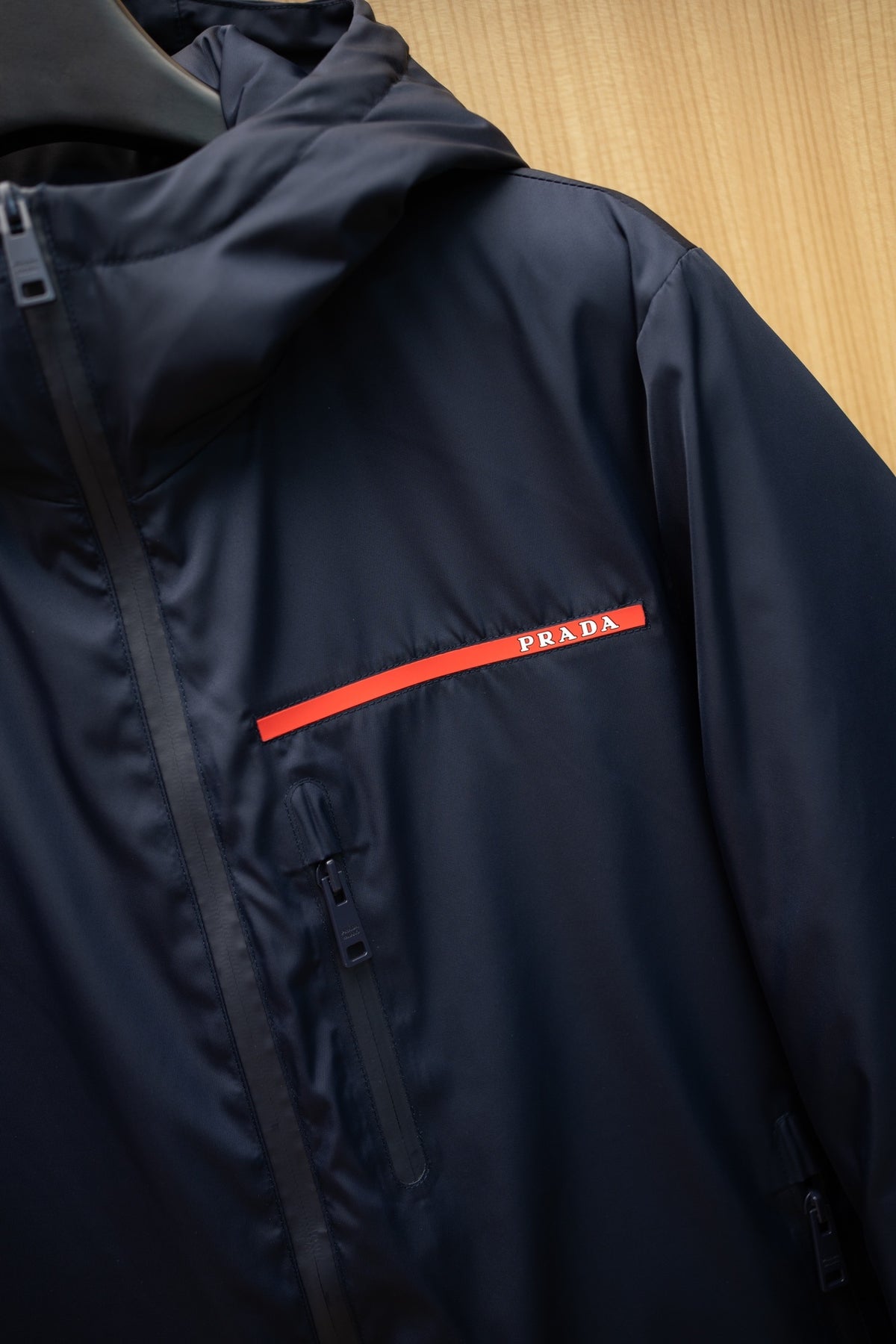 Prada Linea Rossa Navy Blue Technical Hooded Ski Down Jacket