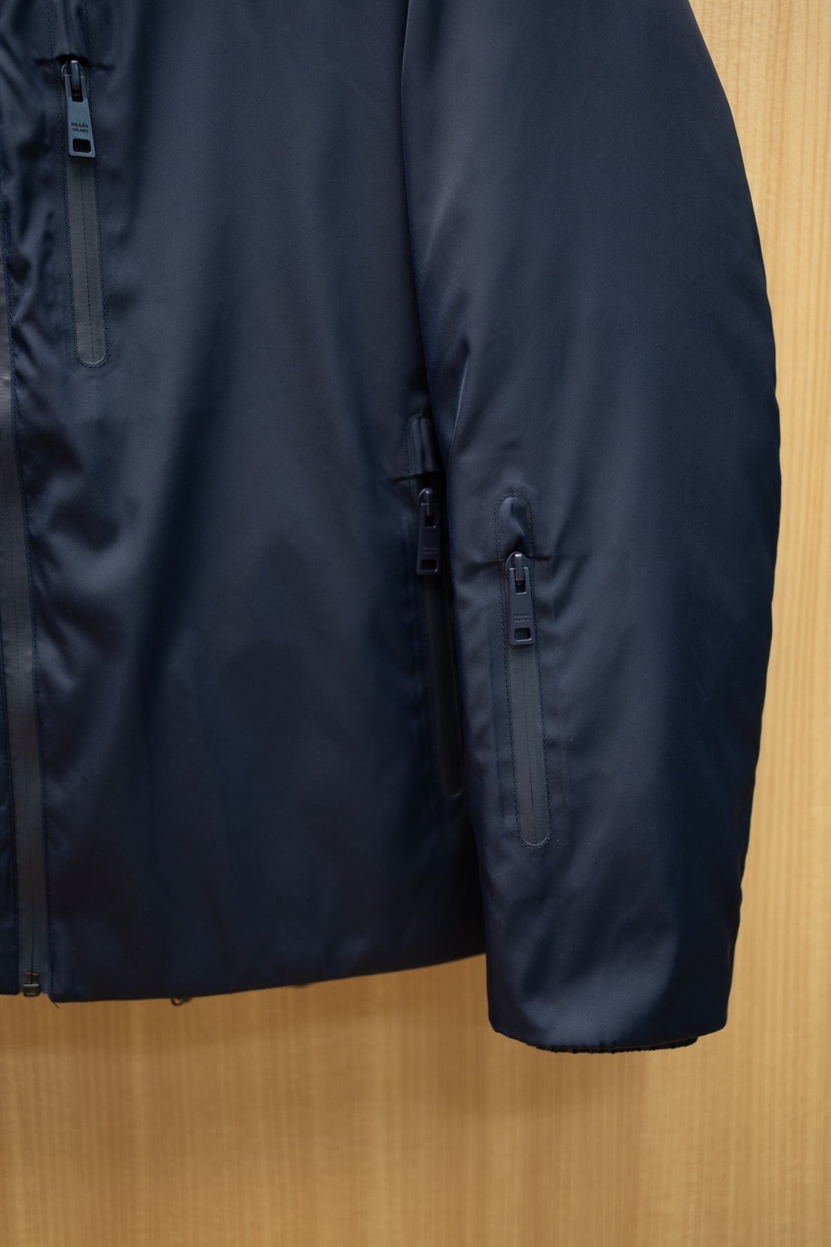 Prada Linea Rossa Navy Blue Technical Hooded Ski Down Jacket