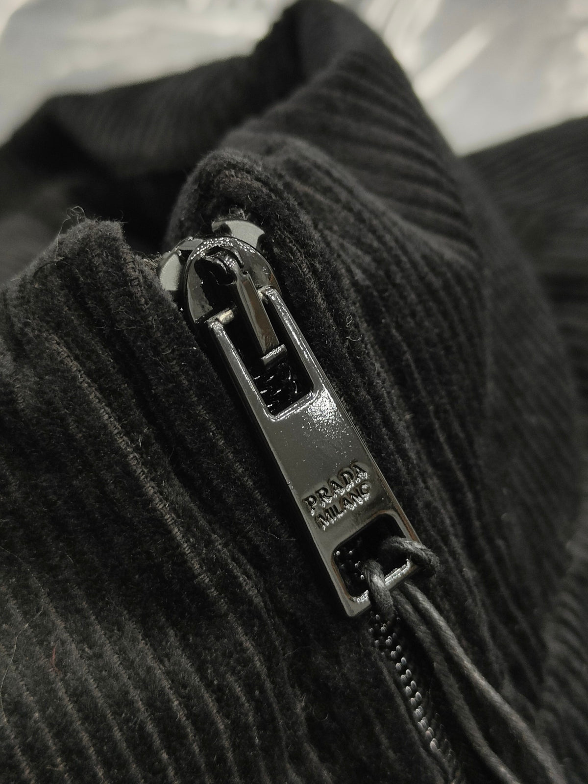 Prada Black Down-Filled Cotton Corduroy Vest