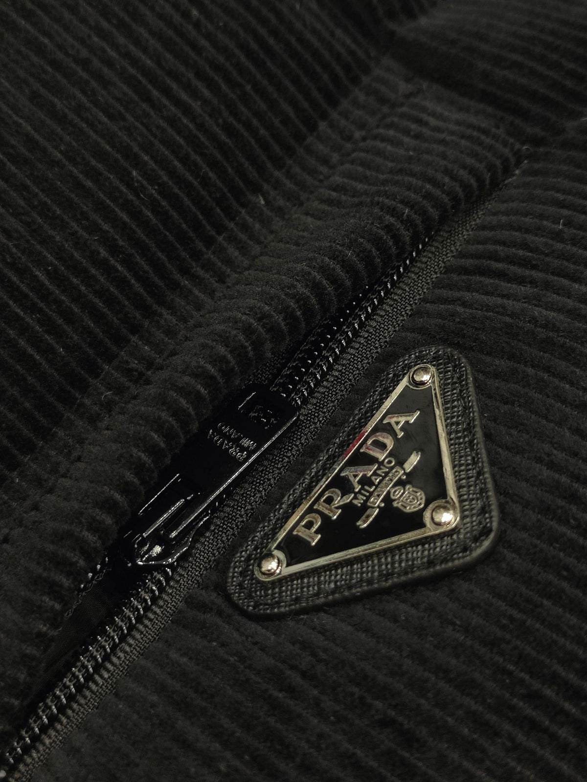 Prada Black Down-Filled Cotton Corduroy Vest