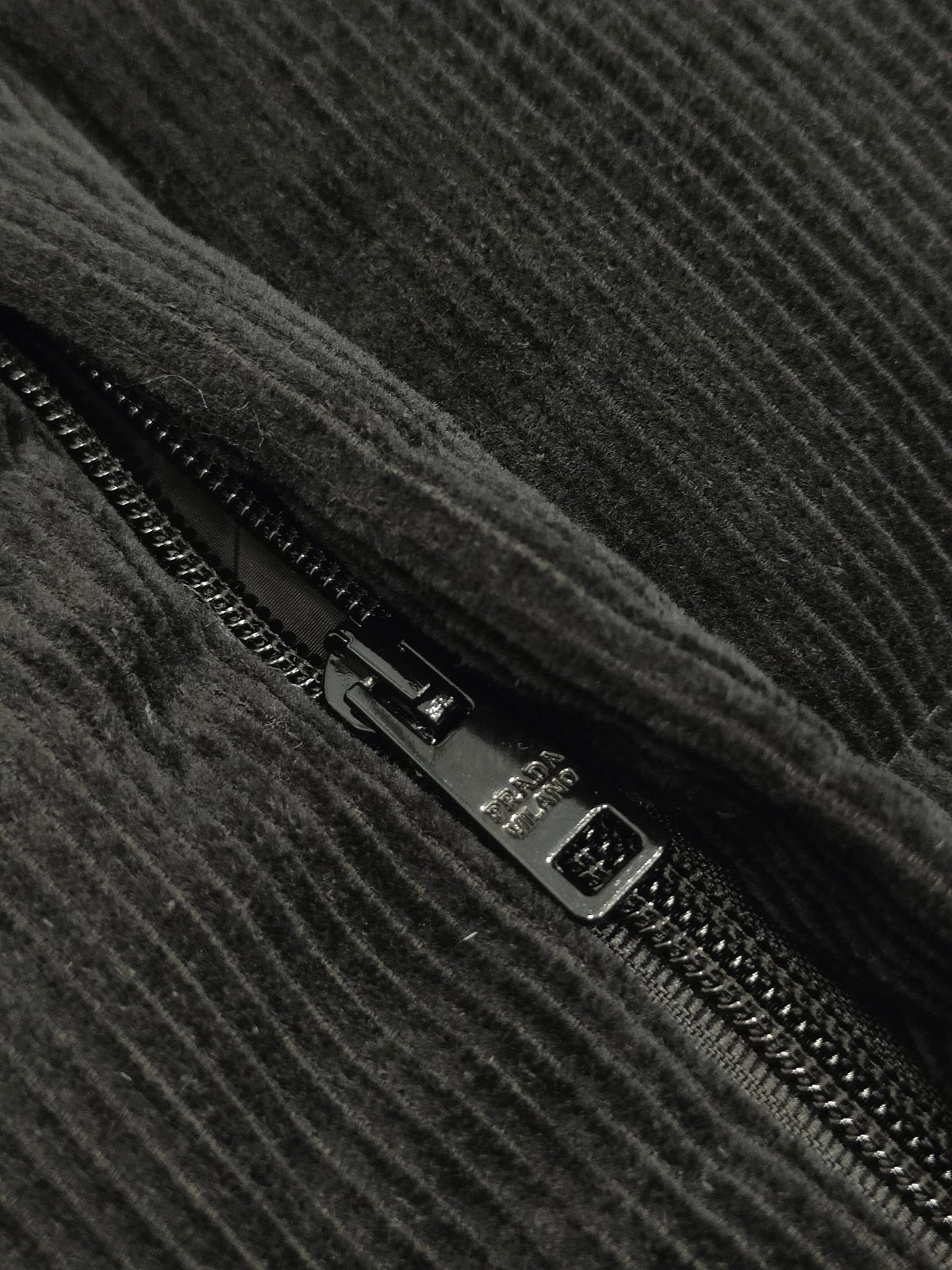 Prada Black Down-Filled Cotton Corduroy Vest