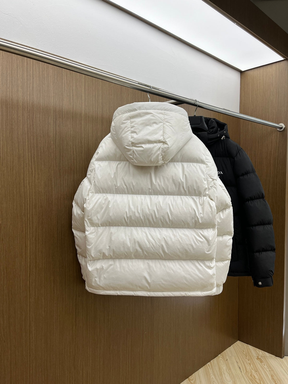 Prada Re-Nylon Embroidered Logo Hooded Down Puffer Jacket