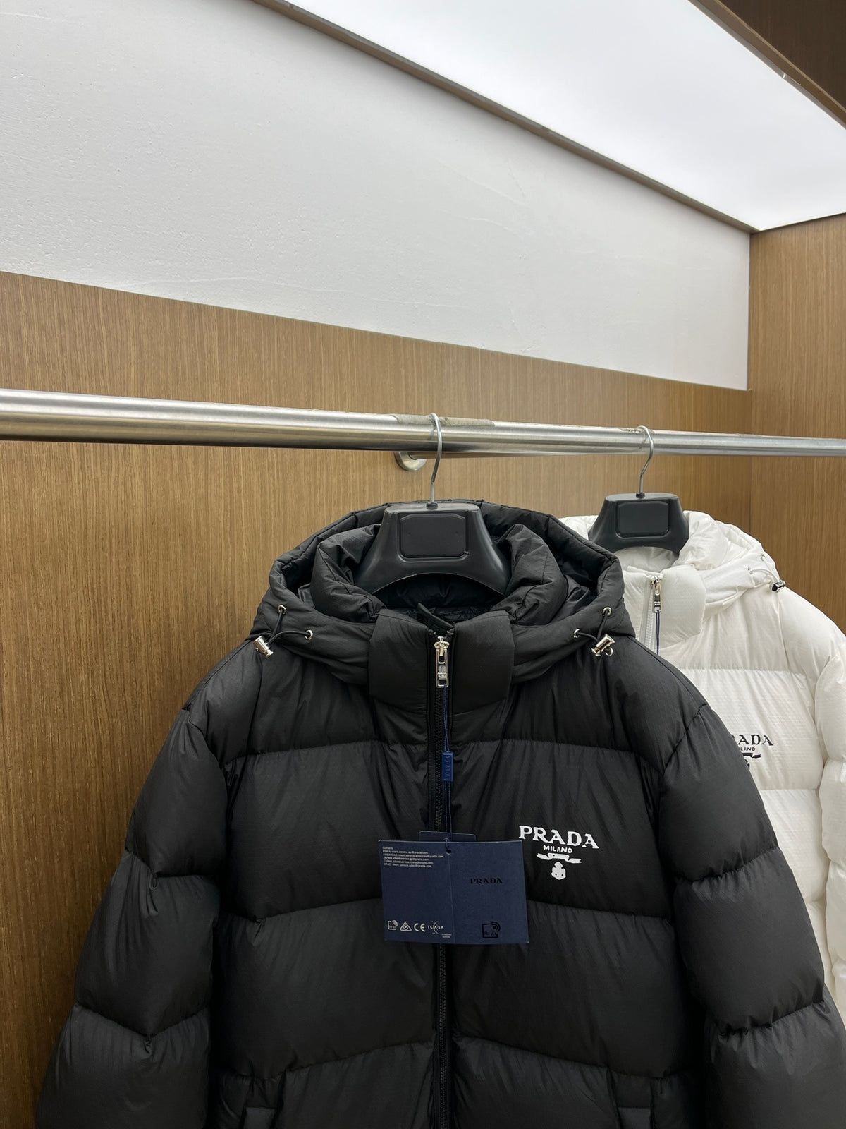 Prada Re-Nylon Embroidered Logo Hooded Down Puffer Jacket