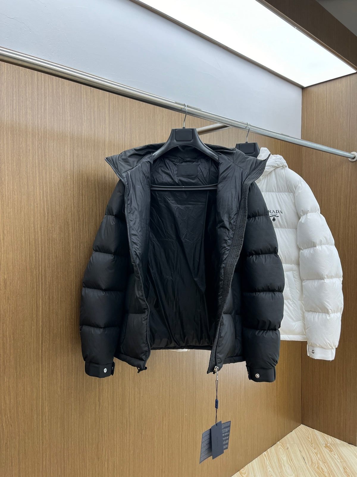 Prada Re-Nylon Embroidered Logo Hooded Down Puffer Jacket