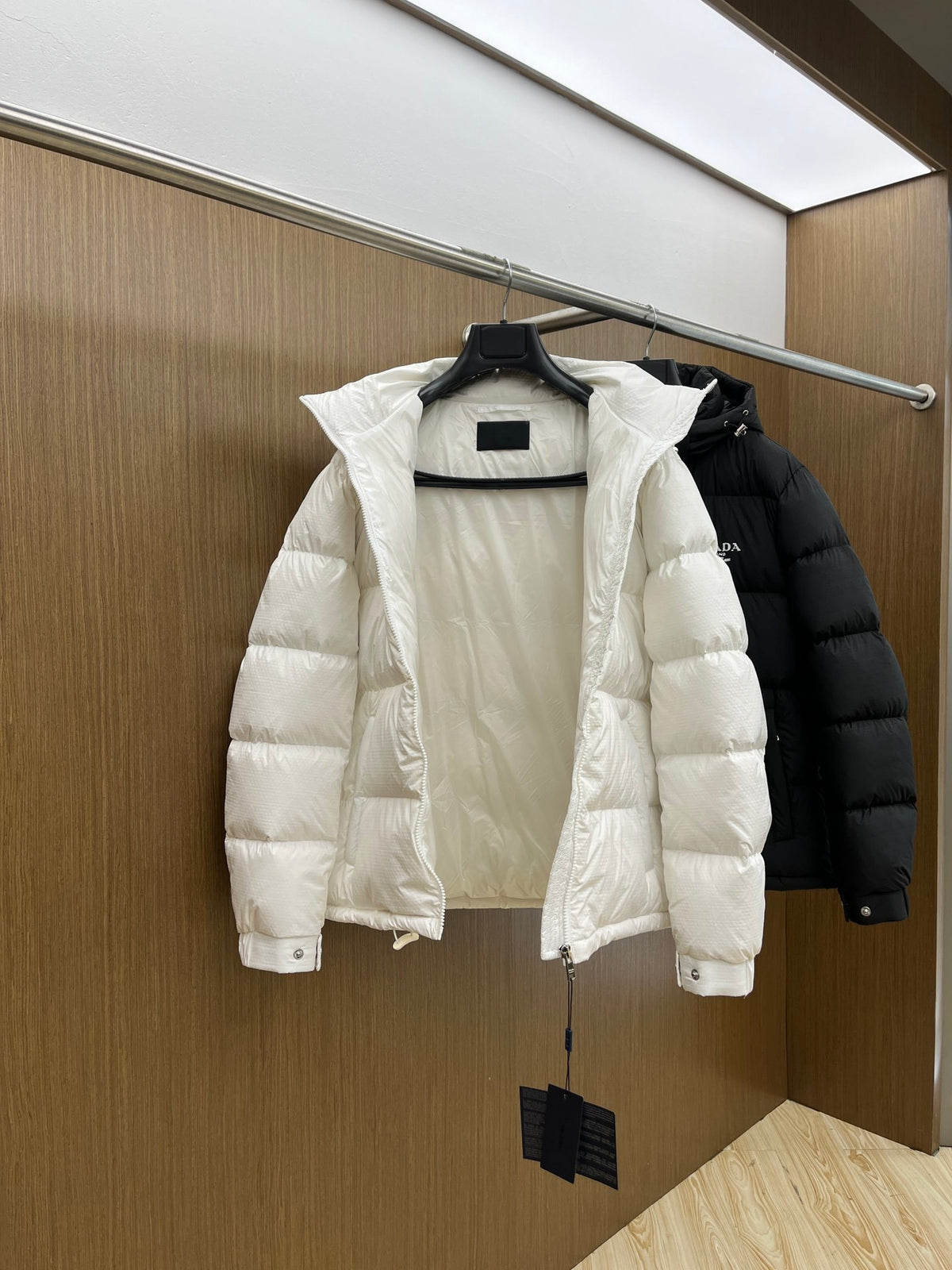 Prada Re-Nylon Embroidered Logo Hooded Down Puffer Jacket