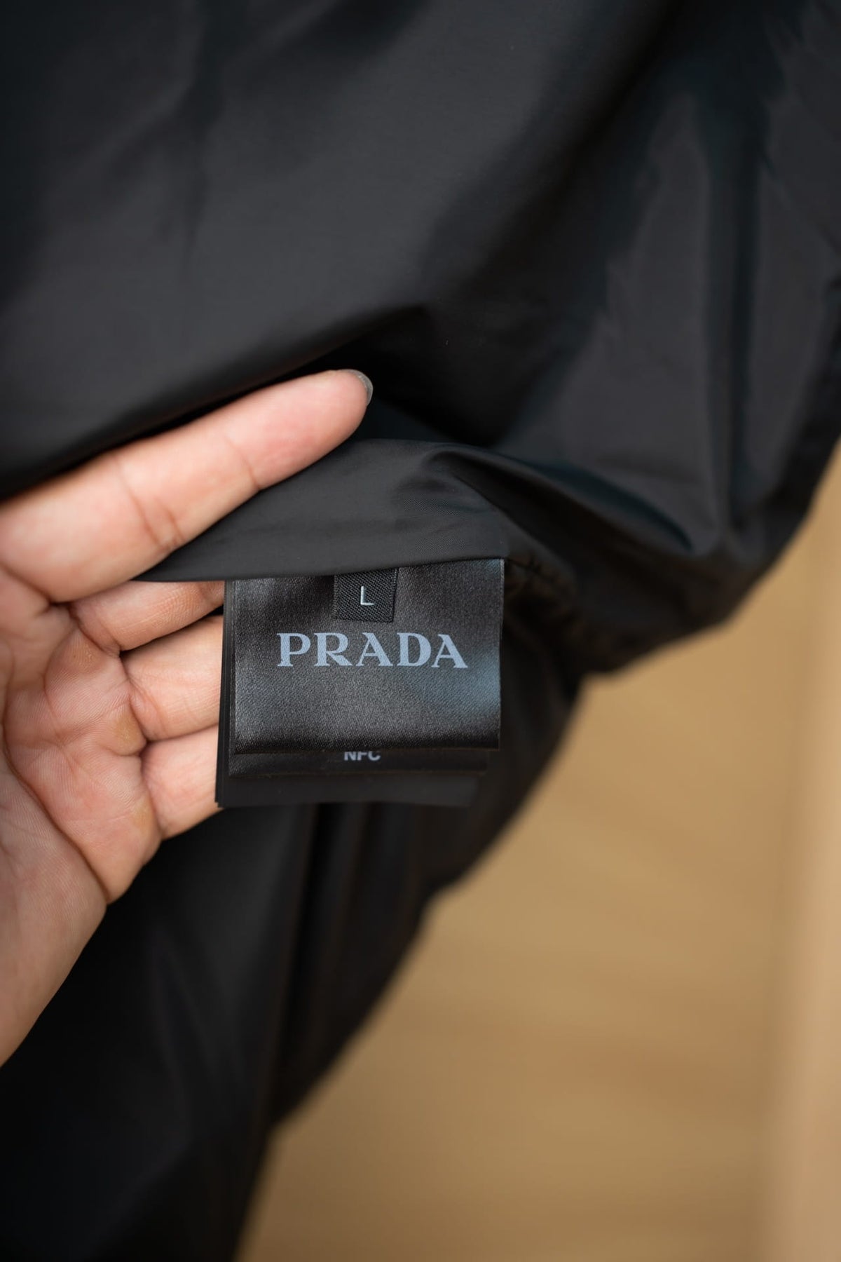 Prada Men's Stealth Black Re-Nylon Utility Cargo Down Jacket