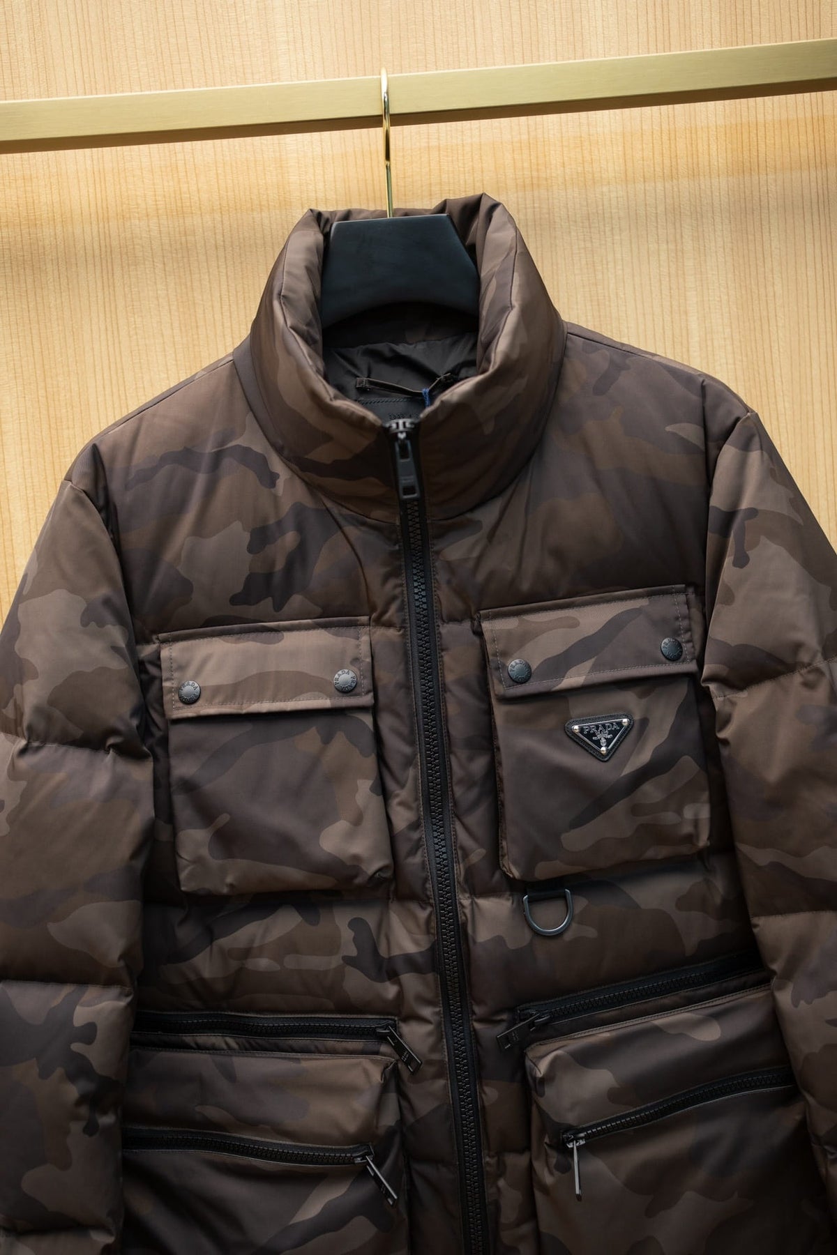 Prada Woodland Camouflage Re-Nylon Utility Cargo Down Jacket