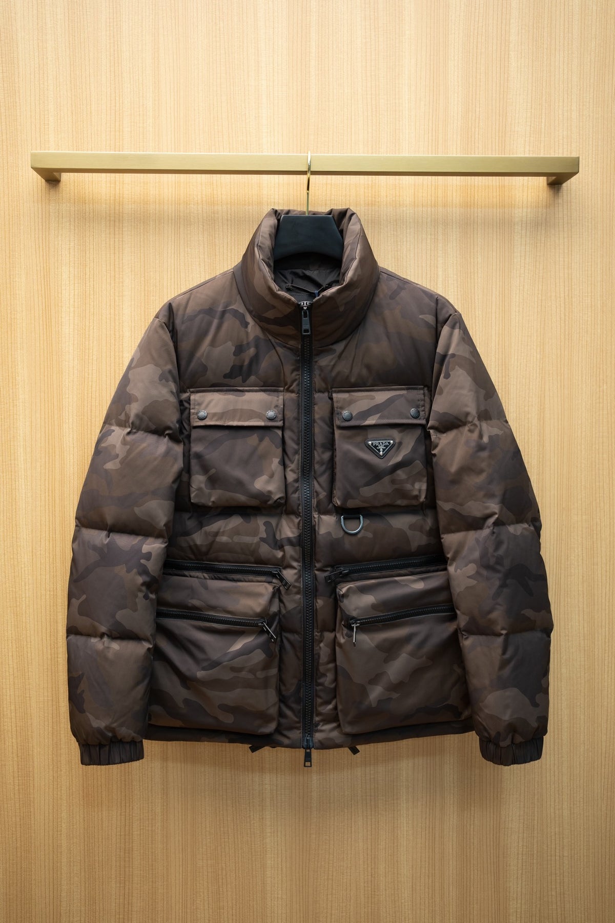 Prada Woodland Camouflage Re-Nylon Utility Cargo Down Jacket