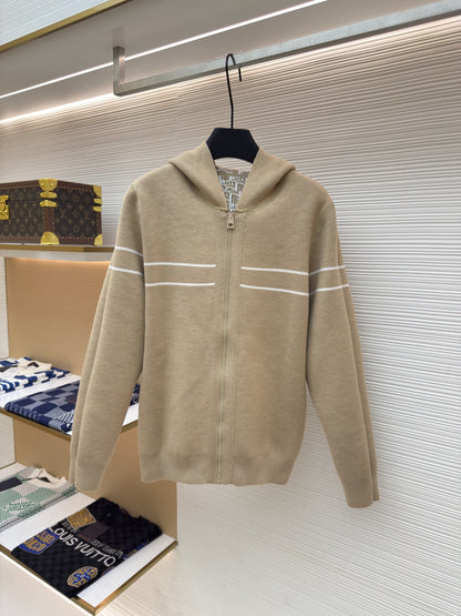 Dior Oblique Beige Reversible Zipped Cardigan with Hood