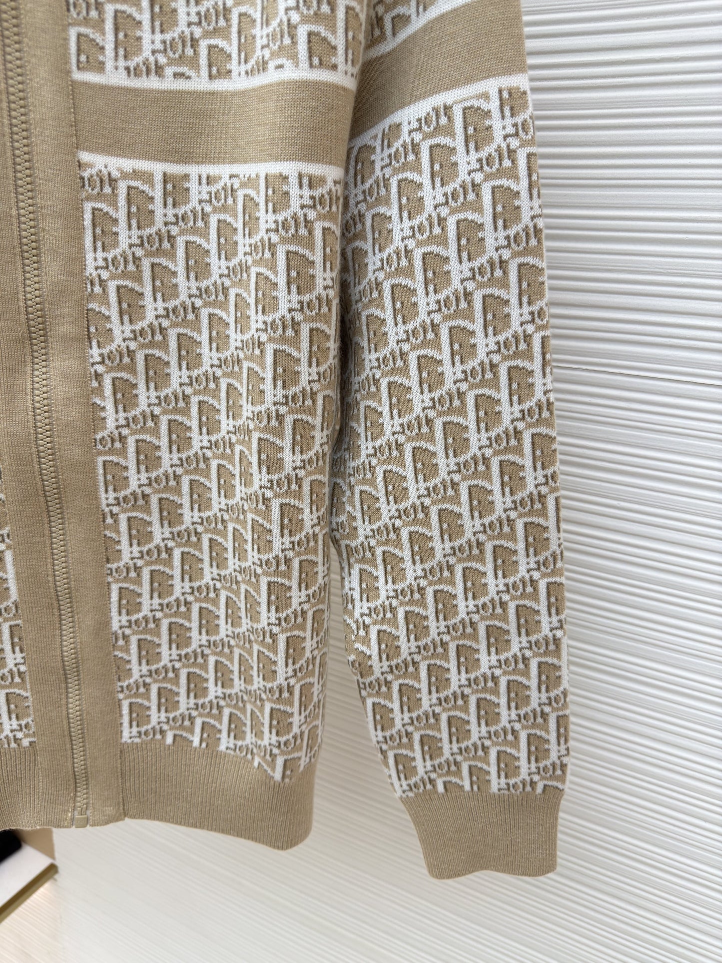 Dior Oblique Beige Reversible Zipped Cardigan with Hood