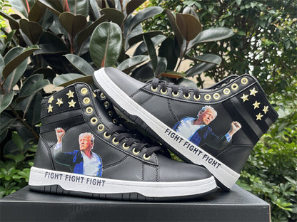 Donald Trump's FIGHT FIGHT FIGHT High Tops Black Sneakers