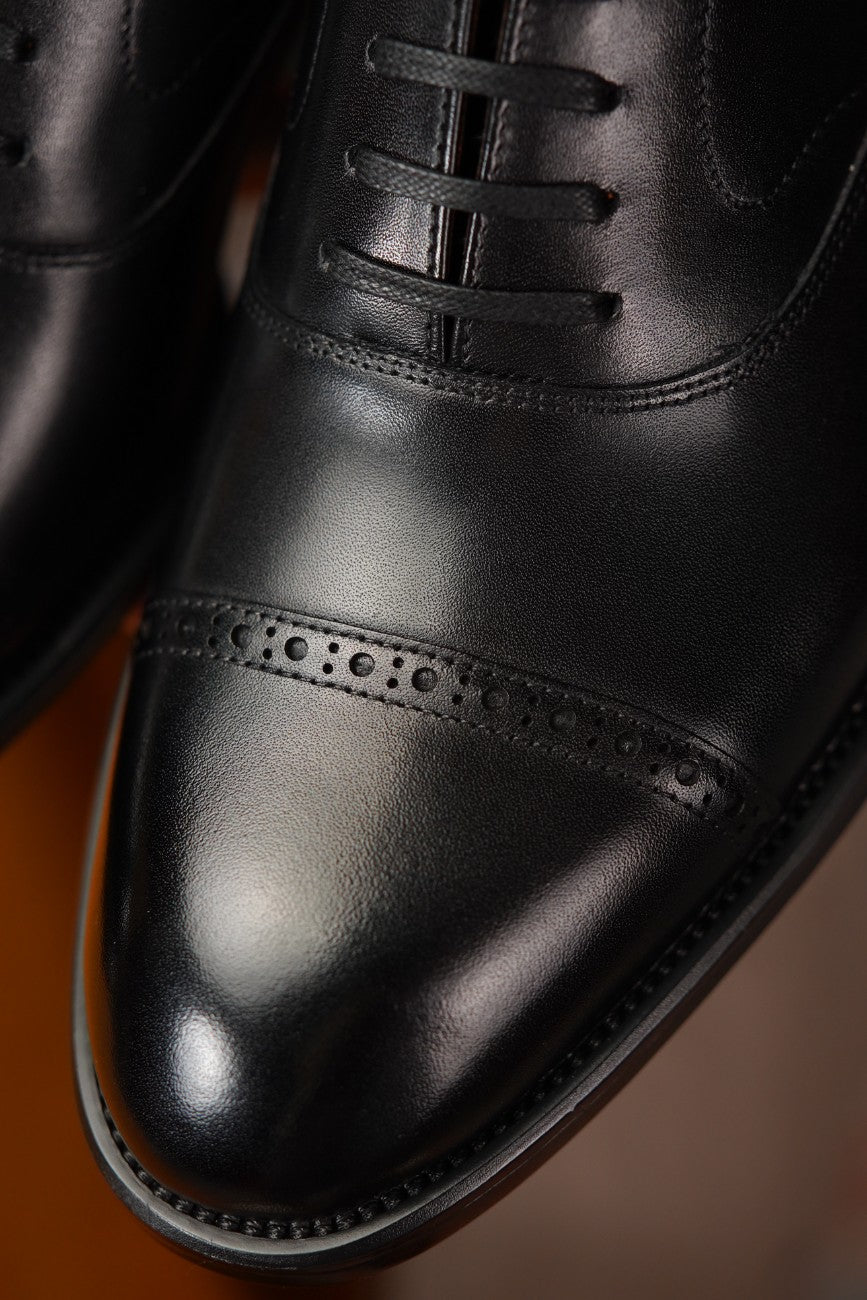 Turin Cap-Toe Oxford — Onyx Black Calfskin