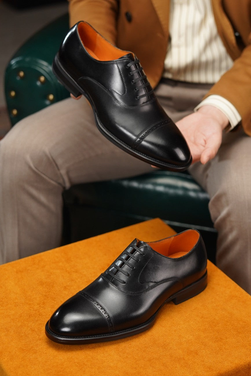 Turin Cap-Toe Oxford — Onyx Black Calfskin