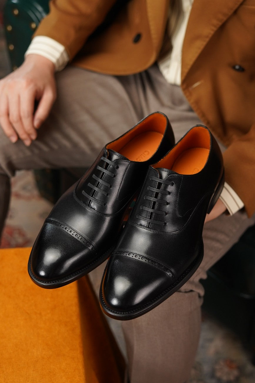 Turin Cap-Toe Oxford — Onyx Black Calfskin