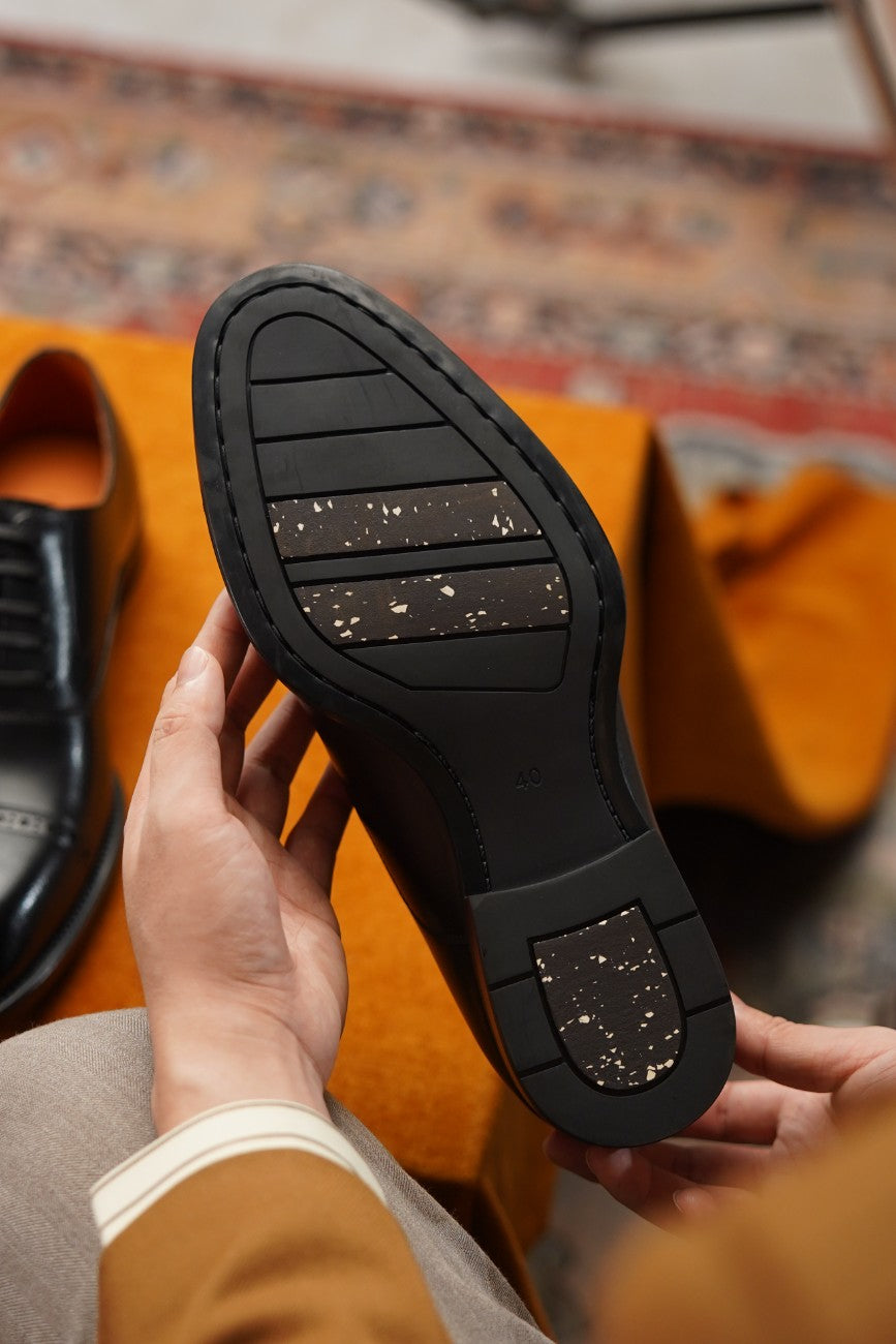 Turin Cap-Toe Oxford — Onyx Black Calfskin