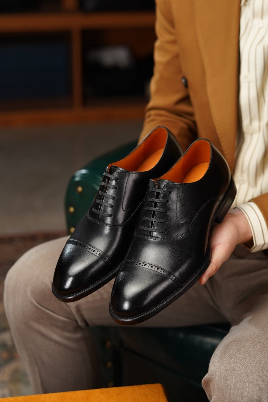 Turin Cap-Toe Oxford — Onyx Black Calfskin
