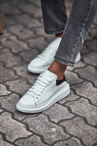 Special Designed Thick Sole Sneakers in White, crafted from 100% high-quality leather for style and durability.