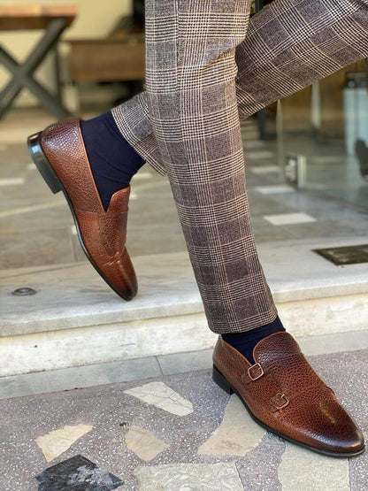 Double Buckle Brown monk straps