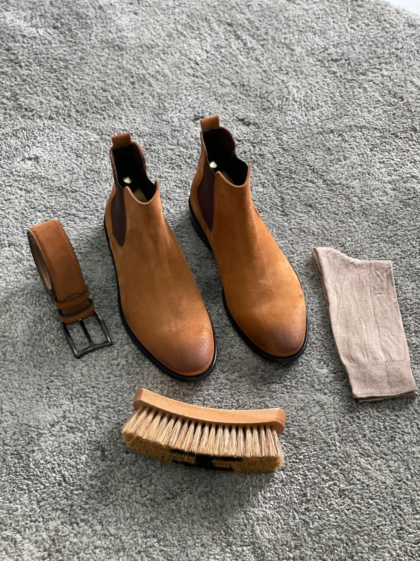 Tan Suede Leather Chelsea Boots