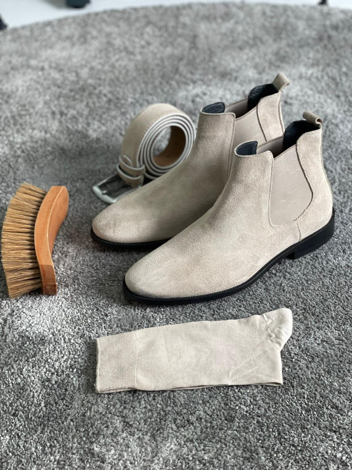 Suede Stone Chelsea Boots