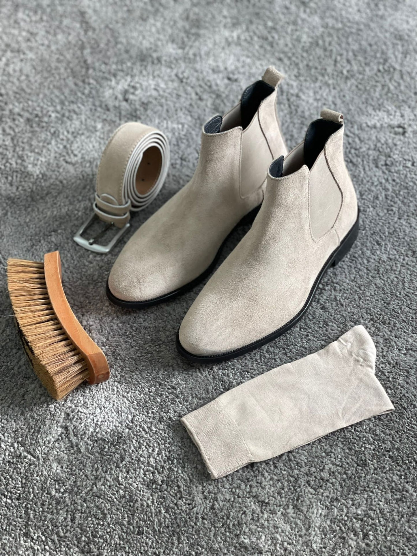 Suede Stone Chelsea Boots