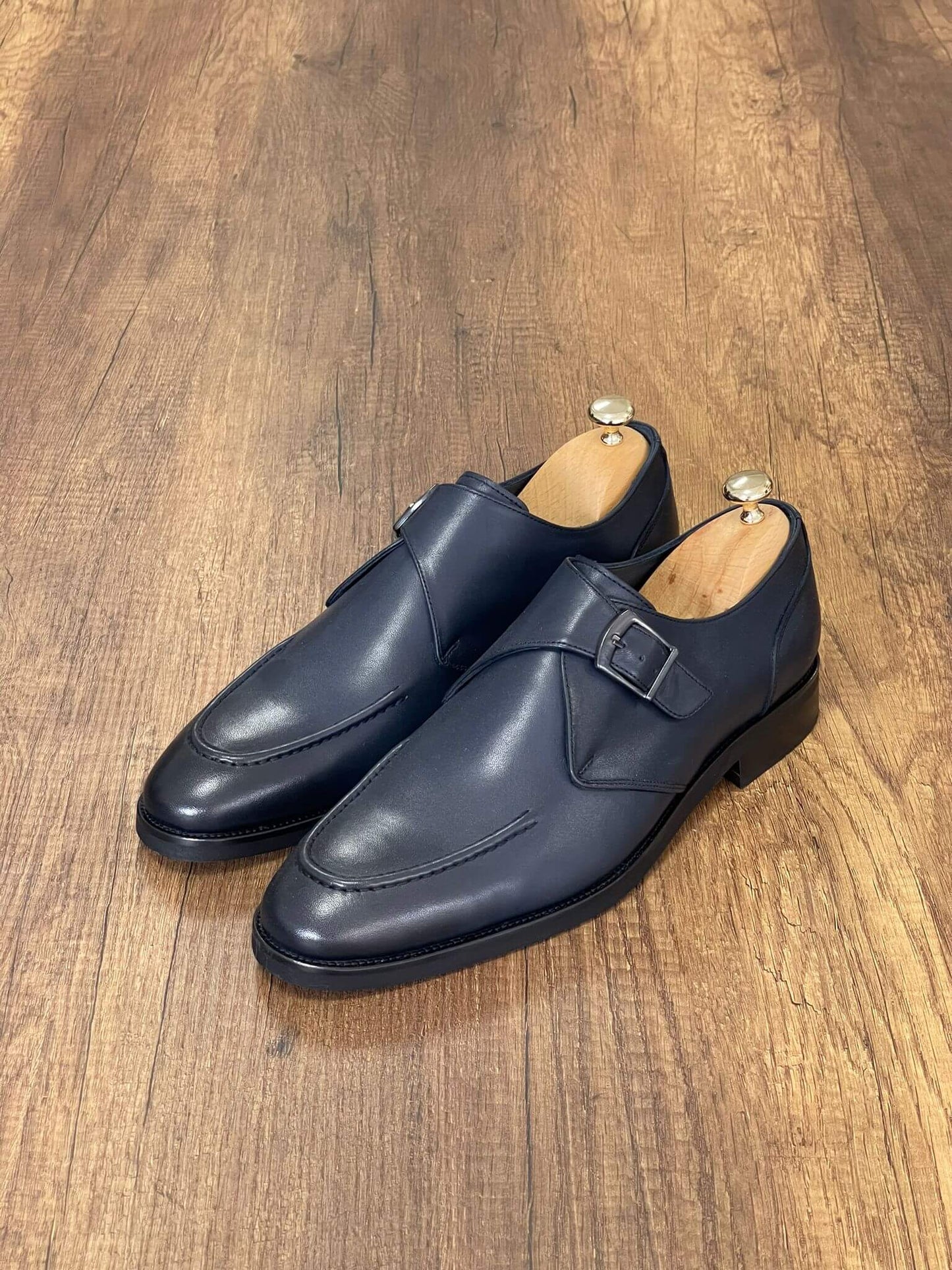 Navy Blue Single Monk Strap Shoe
