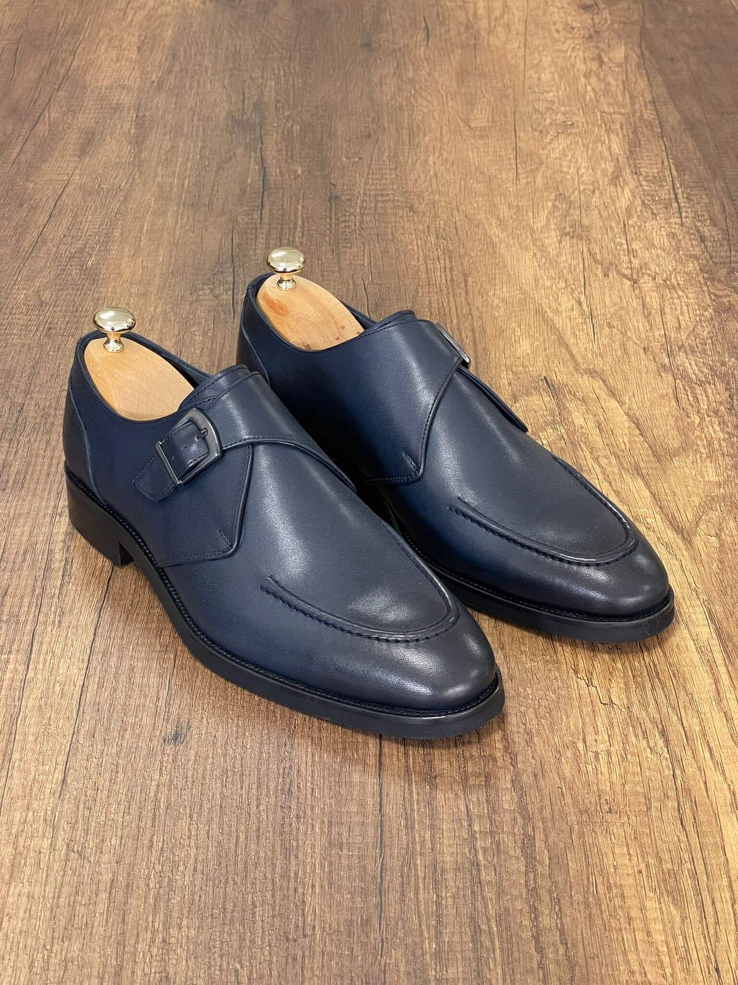 Navy Blue Single Monk Strap Shoe