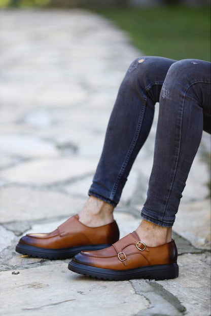 Camel Double Buckled Monk Strap