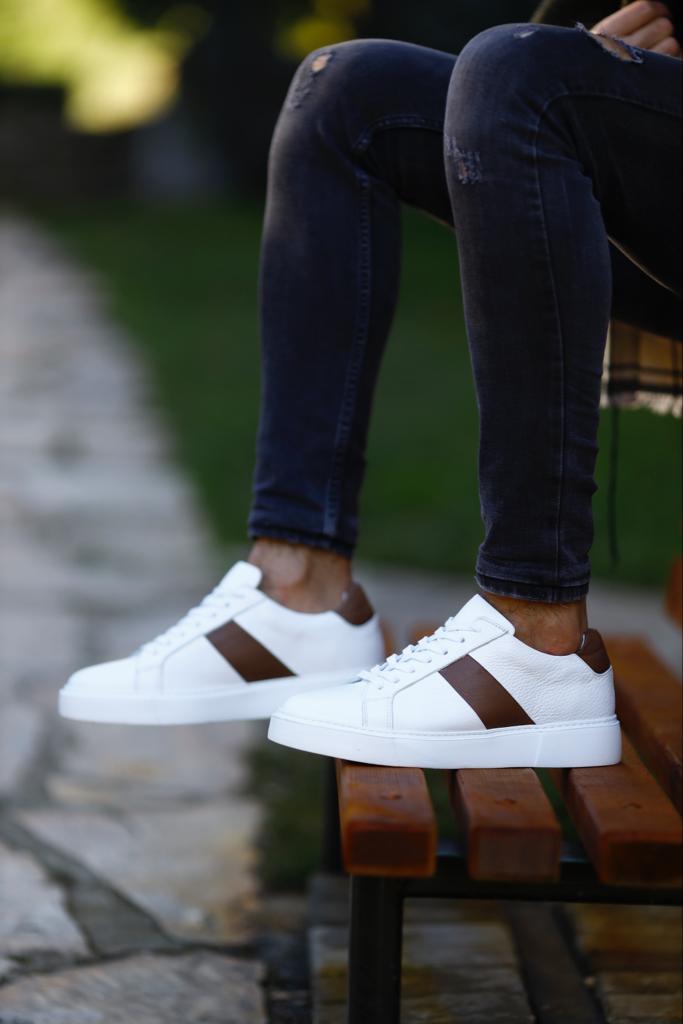 White & Brown Sneakers